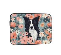 Housse Ordinateur Portable Imprimés Floraux Border Collie Pochette De Protection Laptop Sleeve Antichoc Housse pour Ordinateur Portable, pour Office, Ordinateur Portable, Femmes, 15In