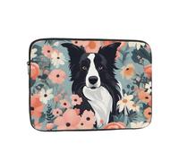Housse Ordinateur Portable Imprimés Floraux Border Collie Pochette De Protection Laptop Sleeve Antichoc Étanche Ordinateur Portable Sacoche, pour Travel, Ordinateur Portable, Office, 15In