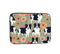 Housse Ordinateur Portable Imprimés Floraux Border Collie Pochette De Protection Laptop Sleeve Étanche Moderne Housse De Protection Ordinateur, pour Ordinateur Portable, Femmes, Hommes, 15In