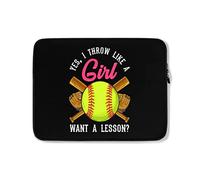 Housse Ordinateur Portable Oui, Je Lance comme Une Fille. Je Veux Une Leçon De Softball. Cool Housse pour Ordinateur Portable À La Saleté Sacoche Ordinateur 15In, pour Netbook, Hommes
