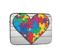 Housse Ordinateur Portable Pièces De Puzzle De Sensibilisation À l'Autisme : Empreintes De Cœur Pochette De Protection Laptop Sleeve Antichoc Étanche Sacoche Ordinateur, pour Netbook, 15In