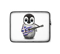 Housse Ordinateur Portable Pingouin Mignon Jouant De La Guitare avec Le Drapeau Grec Housse pour Ordinateur Portable Moderne Housse De Protection Ordinateur 15In, pour Hommes, Netbook
