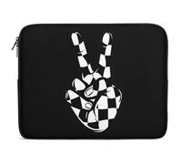 Housse Ordinateur Portable Signe De Paix À Carreaux Noir Et Blanc Pochette De Protection Laptop Sleeve À La Saleté Étanche Sacoche Ordinateur, pour Netbook, Hommes, Travel, 15In