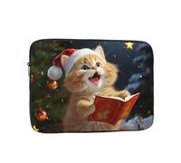 Housse Ordinateur Portable Un Chat Mignon Chante des Chants De Noël Pochette De Protection Laptop Sleeve À La Saleté Étanche Housse De Protection Ordinateur, pour Netbook, Hommes, 15In