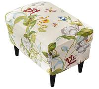 Housse Ottomane Housses de Pouf Extensible Rectangulaire, Housse de Repose-Pieds Protecteur de Meubles Housse (Fleur et Feuille)
