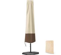 Housse Parasol Déporté de Jardin Bâche de Protection pour Parasol Parapluie Droit avec Fermeture, Imperméable Couverture de Parasol pour Piscine avec Cordon d(Size:210D:200*55/60cm,Color:beige café)