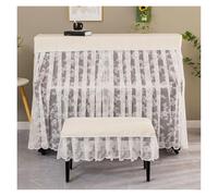 Housse piano dentelle volant Ensemble de housses piano verticales en dentelle, protection anti-poussière complète tout compris avec façade fendue et for tabouret(05,Piano - double stool)