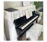 Housse piano dentelle volant Housse de piano brodée en dentelle blanche, double couche, ourlet gaze, étui protection contre la poussière(Bench cover76x36cm)