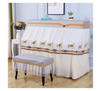 Housse piano dentelle volant Housse de protection for piano tout compris, couvre-tabouret, clavier minimaliste moderne, anti-poussière(07,Piano - double stool)