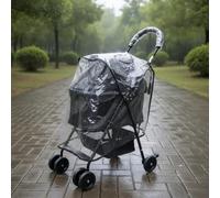 Housse Pluie Poussette pour Animaux Protection Météo Film Transparent Bâche Pare-pluie Écran Coupe-vent PVC Transparent Bordure Noire Élégante Pose