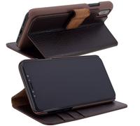 Housse Portable Sac en Cuir Véritable Rabattable 1A Livre Étui En Braun pour