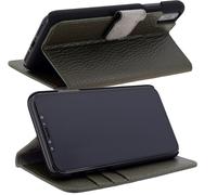 Housse Portable Sac en Cuir Véritable Rabattable 1A Livre Étui Khaki-Grün pour