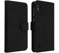 Housse portefeuille - AVIZAR - Samsung Galaxy A10 - Noir - Silicone gel - Aimantée