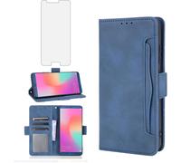 Housse Portefeuille Cuir Pour Huawei Honor View 10/V10 - Coque 360° Aimantée Avec 3 Emplacements Cartes, Support Mains¿Libres, Film Verre Trempé Et Chaînette (Bleu)