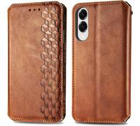 Housse Portefeuille Marron Compatible Samsung Galaxy S25 Edge (6,7"") ¿ Coque Flip En Cuir Anti-Choc Avec Porte-Cartes, Fermeture Magnétique Et Fonction Support