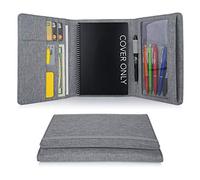Housse portefeuille pour Rocketbook Everlast, Wave, taille unique, tissu en tissu, multi-organiseur avec passant pour stylo/poche pour téléphone/porte-cartes de visite, compatible avec ordinateur portable A5, bleu, 24,1 x 16,3 cm gris