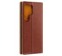 Housse Portefeuille pour Samsung Galaxy S24 Ultra Cuir Véritable Marron
