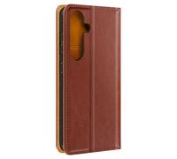 Housse Portefeuille pour Samsung S24 et S25 Cuir Véritable Marron