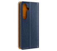 Housse Portefeuille pour Samsung S24 Plus et S25 Plus Cuir Véritable Bleu nuit