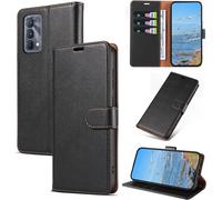 Housse Portefeuille Realme Gt Master Edition ¿ Cuir Pu Antichoc À Rabat, Fermoir Magnétique, 3 Emplacements Cartes + Poche Argent, Protection Intégrale (Noir)