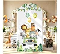 Housse pour arche de scène Animaux mignons Thème zoo Housse pour arche scène tissu extensible ajustable Bannière cérémonies remises diplômes anniversaires mariages fêtes naissance autres événements