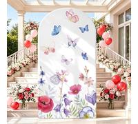 Housse pour arche en forme papillon housse arche florale bannière en tissu extensible ajustée pour cérémonie remise diplôme anniversaire mariage fête prénatale et décoration de fête