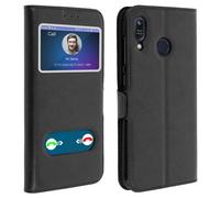 Housse pour Asus Zenfone Max M1 ZB555KL Étui Double Fenêtre Coque Silicone, Noir