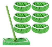 Housse pour Balai Microfibre, Chiffon de Serpillière Microfibre pour Swiffer Sweeper, 6 Pièces Recharge pour Balai à Franges, Accessoires Compatibles avec Swiffer (Vert 45,3 x 11,7 cm)