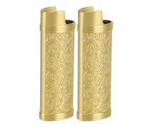 Housse pour Briquet Vintage, étui élégant et en Alliage de Zinc, Protège Le Briquet Bic des Rayures, s'adapte aux Briquets Pleine Taille, Excellent pour Les Passionnés, 3 (Gold)