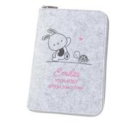 Housse pour carnet de santé « Lapin & Tortue » DIN A5 en feutre (couleur et broderie au choix) - Housse pour carnet d'examen et carnet de vaccination - Organisateur - Cadeau pour futures mamans et