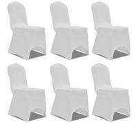 Housse pour chaise - Blanche - 6 pièces - Extensible - Lavable - Salle à manger