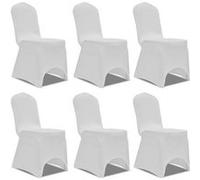 Housse pour chaise - Blanche - 6 pièces - Extensible - Lavable - Salle à manger Blanc G