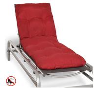 Beautissu Coussin Bain de Soleil 190x60 cm Flair RL - 8 cm Épais Coussin Chaise Longue pour Jardin Terrasse Balcon - Confortable Matelas Transat Exterieur - Rouge