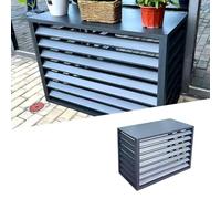 Housse pour climatiseur extérieur, 4 panneaux, unité de climatisation en aluminium et boîtier de pompe à chaleur, boîtier de poubelle, support de pot de fleurs, noir, 100 x 50 x 70 cm