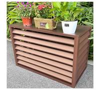 Housse pour climatiseur extérieur, écran en aluminium résistant aux intempéries, garde-corps d'intimité pour unités AC, bouclier décoratif, marron, 110 x 60 x 80 cm, grande étagère