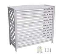 Housse pour climatiseur extérieur, en bois avec bac à fleurs, 4 panneaux, installation sans creusement, résistante aux intempéries, 80 x 32 x 70 cm (blanc) - Parfaite pour jardin et terrasse