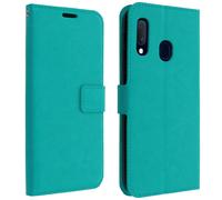 Housse pour Samsung A20e Étui Porte carte Support Vintage Bleu turquoise