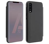 Housse pour Samsung Galaxy A70 Étui Miroir Clapet translucide Stand Vidéo Noir