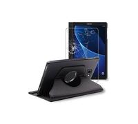 Housse pour Galaxy Tab A6 A 10.1 (2018, 2016) T580 T585 Support Rotatif 360 PU Cuir, Noir + Film VERRE Trempé