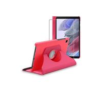 Housse pour Galaxy Tab A7 Lite 8.7 T220 T225 Support Rotatif 360 PU Cuir , Rose + Film VERRE Trempé