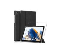 ebestStar - Coque pour Samsung Galaxy Tab A8 10.5 (2021) SM-X200 X205, Etui Slim Cover, Housse PU Cuir Rabat Magnétique, Noir + Verre Trempé