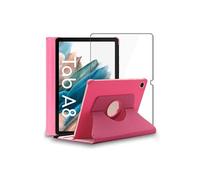 Housse pour Galaxy Tab A8 10.5 (2021) SM-X200 X205 Support Rotatif 360 PU Cuir, Rose + Film VERRE Trempé