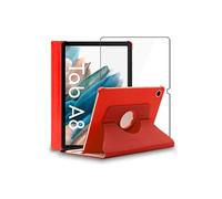 Ebeststar - Housse + Film Verre Trempé Samsung Galaxy Tab A8 10.5 (2021) Sm-X200 X205 Coque Etui Protection Pu Cuir, Rouge [Dimensions Precises Tablette : 246.8 X 161.9 X 6.9 Mm, Écran 10.5'']