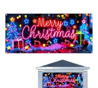 Housse pour Garage De Noël,Grande Décoration Extérieure avec Lumières LED pour Les Fêtes - Bannière Décorative pour Porte De Garage - pour Maison Jardin Mur Porche
