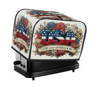 Housse pour grille-pain 2 tranches blanche, rouge et bleue, motif floral, 250e anniversaire de la liberté, pour petit appareil de cuisine (machine à pain), avec poches, protection contre la poussière
