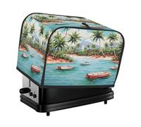 Housse pour grille-pain 2 tranches, motif arbres tropicaux, bateaux et rivière, avec boucle de suspension, protège-pain, housse pour petit appareil électroménager de cuisine (housse uniquement)