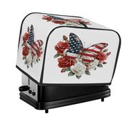 Housse pour grille-pain 4 tranches 4 juillet Drapeau américain Fleur Papillon Housse anti-poussière pour machine à pain, petit appareil de cuisine