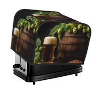 Housse pour grille-pain 4 tranches de bière et de houblon - Tissu Oxford imperméable et anti-poussière avec poche latérale pour petits appareils de cuisine
