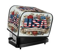 Housse pour grille-pain 4 tranches, motif floral commémorant le 250e anniversaire de la liberté aux États-Unis, avec poches, protection contre la poussière et les traces de doigts