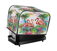 Housse pour grille-pain à 4 tranches - Aquarelle - Feuilles tropicales - Flamants roses - Petit appareil - Housse anti-poussière - Cadeau de cuisine